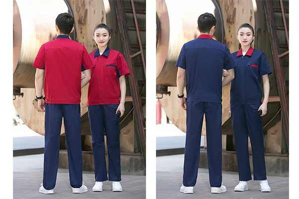 涤棉短袖拼色夏季透气劳保工作服