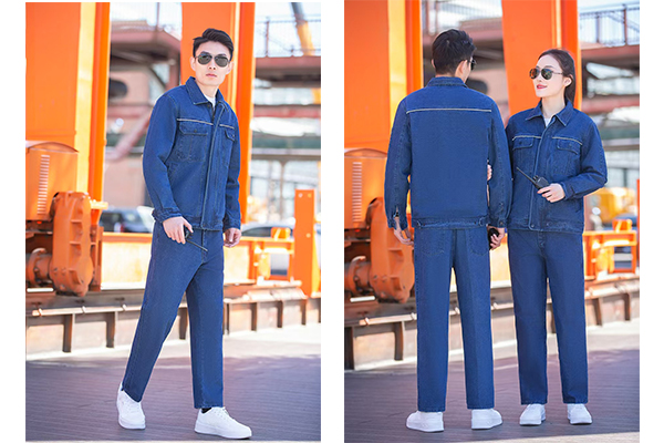 秋冬纯棉双层牛仔工作劳保服